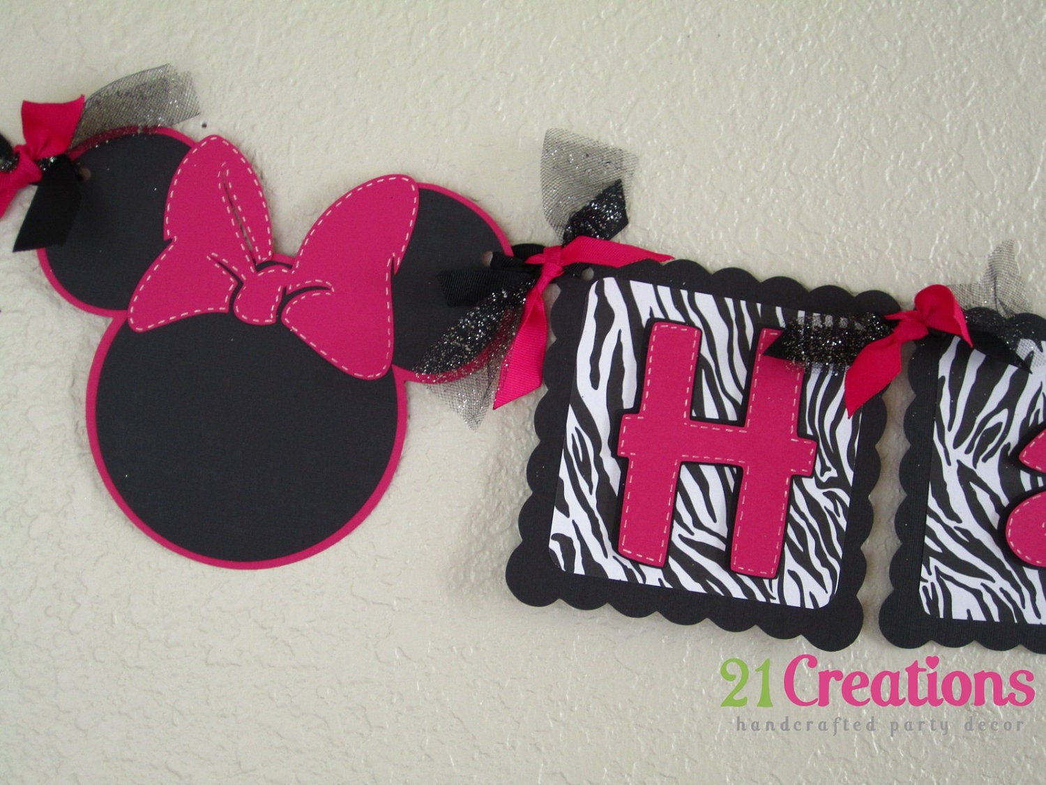 Minnie Mouse Birthday Banner in Zebra Print Il_170x135