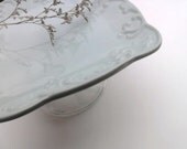 pedestal plate dessert cupcake pale mint green aqua shabby wedding serving piece centerpiece Gorgeous
