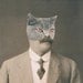 Cat Art, Mixed Media Collage Print, Cat Man, Anthropomorphic Altered Vintage Photo