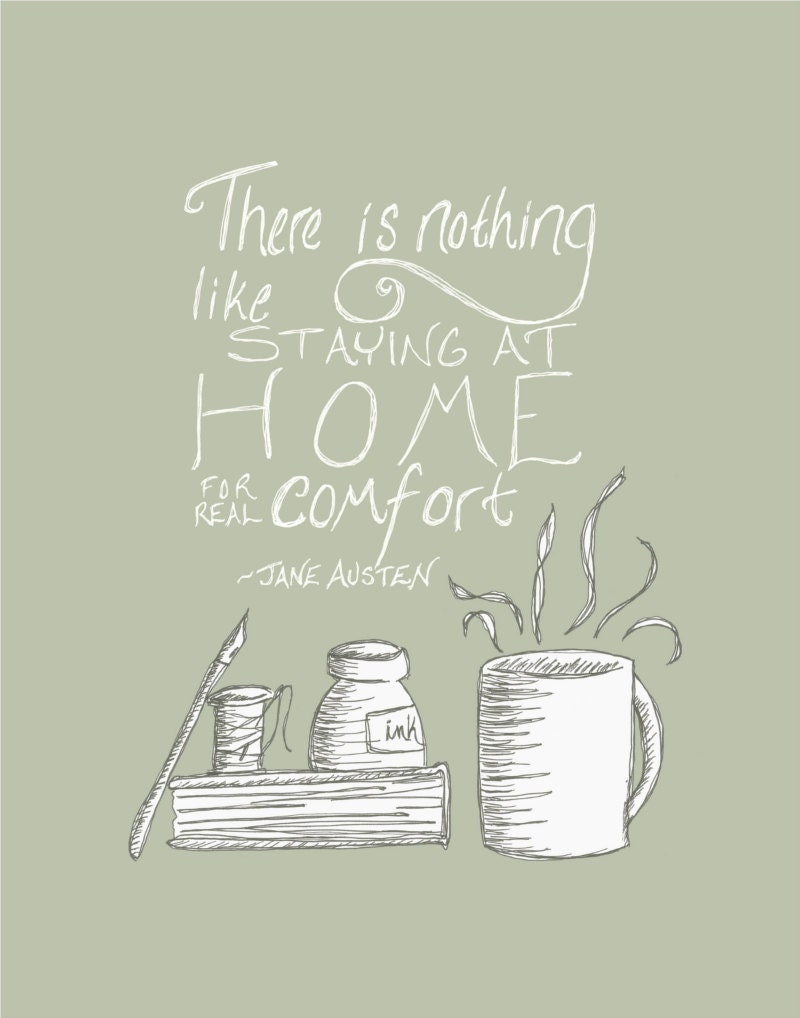 Jane Austen Quote - 11x14 Book Lover Word Art Home Print - Coffee Mug and Book Modern Illustration - Black Friday Etsy Cyber Monday Etsy