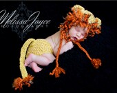 Lion hat with tassels and diaper cover with tail set Newborn size perfect for photo prop girl or boy FREE SHIPPING