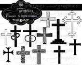 Cross Clip Art, Cross Clipart, Baptism Clipart, Wedding Clipart, Digital Cross, Christening Clipart, Instant Download Il_170x135