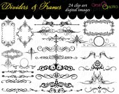 Frame Clip Art, Digital Frame Clipart, Flourish Clip Art, Digital Wedding Clipart, Clip Art Frame, Instant Download Il_170x135