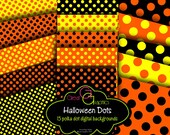 Halloween polka dot backgrounds, printable Halloween background sheets, 3 sizes of Halloween digital polka dot background papers Il_170x135