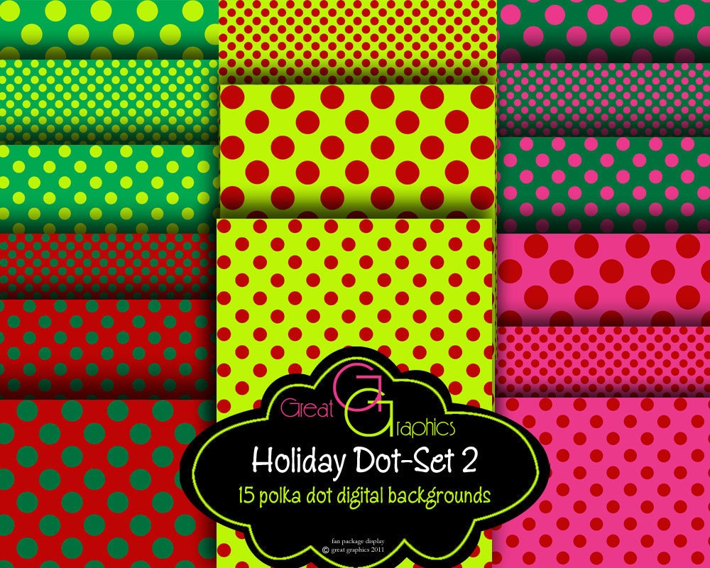 Christmas Polka Dot backgrounds, set 2, printable polka dot Backgrounds, 3 sizes of polka dot digital background sheets in holiday colors Il_170x135