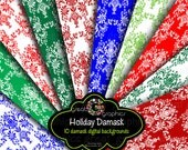 Christmas Background Holiday damask backgrounds, digital Christmas damask background in red and green, holiday printable damask backgrounds Il_170x135