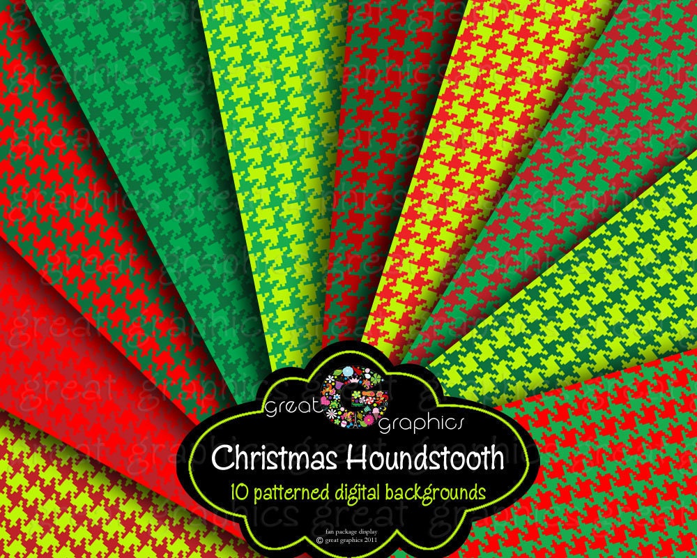 Christmas Background Christmas Houndstooth Digital Backgrounds, Christmas red green houndstooth digital background sheets Il_170x135