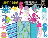Under the Sea Party Clipart Under the Sea Printable Party Digital Paper Seahorse Clip Art Fish Clip Art - Instant Download Il_170x135