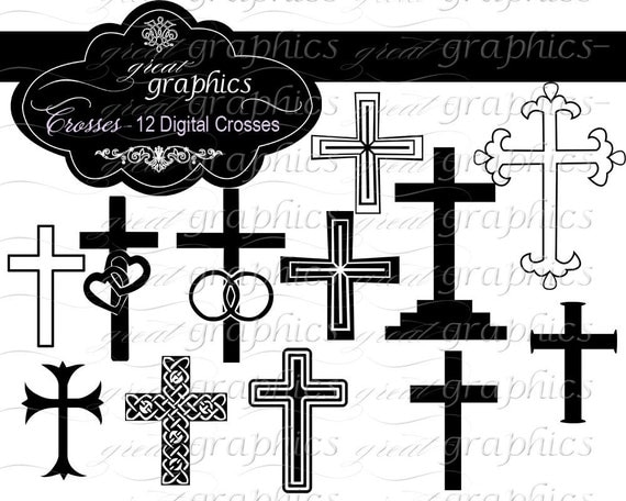 Cross Clip Art, Cross Clipart, Baptism Clipart, Wedding Clipart, Digital Cross, Christening Clipart, Instant Download Il_570xn