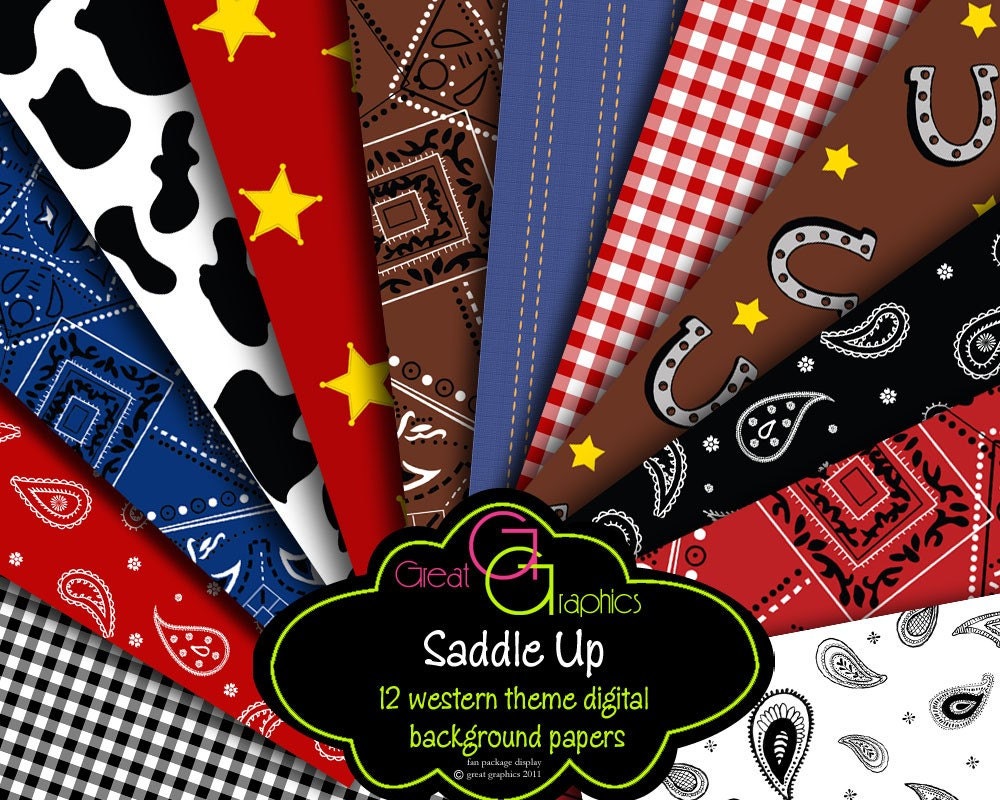 Cowboy Digital Paper Cowgirl Printable Western Paper Cowboy Party Paper Western Paper Instant Download Il_570xn