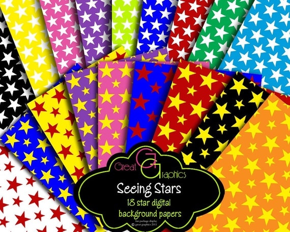 Star Paper, Star Digital Paper, Digital Stars, Background Paper, Printable Paper, Party Paper, Instant Download Il_570xn