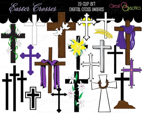 Cross Clip Art Cross Digital Clip Art, Clipart Cross Easter Cross Clipart Printable Easter Christian Cross Instant Download Il_570xn