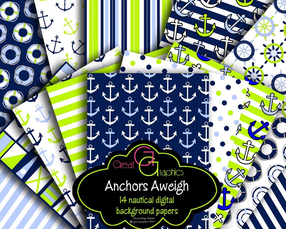 Nautical Paper, Nautical Digital Paper, Digital Paper, Digital Nautical, Nautical Printable, Nautical Flag, Instant Download Il_570xn