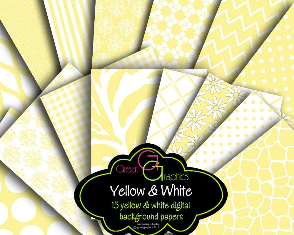 Yellow Paper, Yellow Digital Paper, Yellow Chevron, Yellow Zebra, Printable Paper, Wedding Paper, Instant Download Il_570xn
