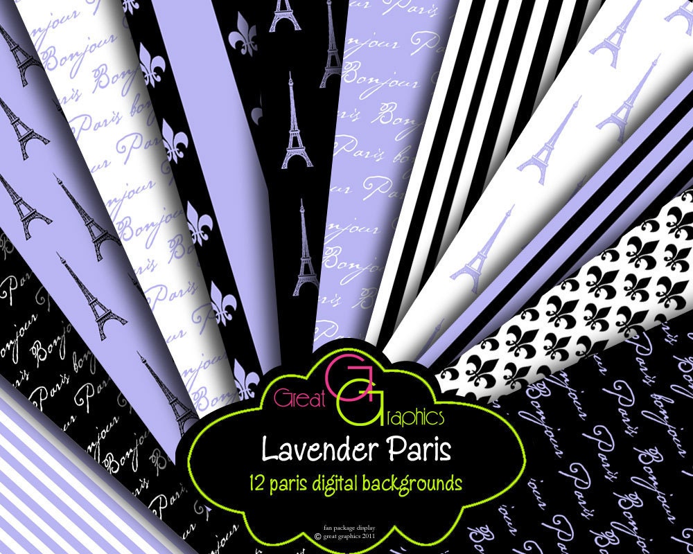 Paris Digital Paper, Eiffel Tower Paper, Lavender Paper, Digital Paper, Paris Printable, Paris Digital, Instant Download Il_570xn