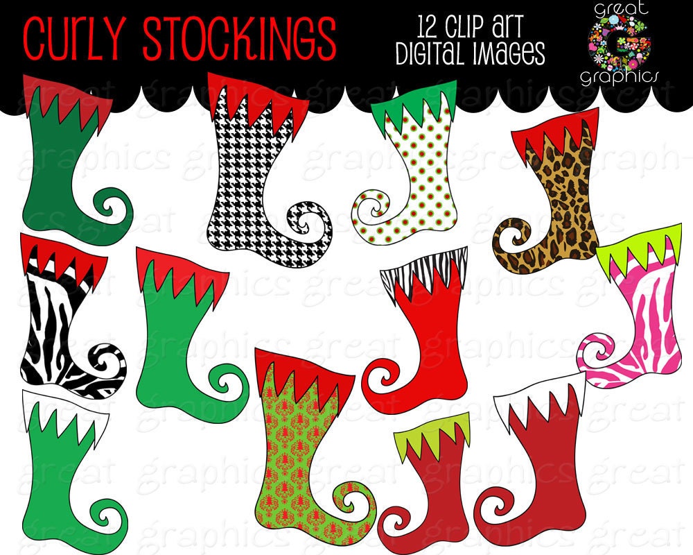 Christmas clip art, printable Christmas clipart stocking, digital Christmas stocking clip art images, stocking clip art Il_570xn