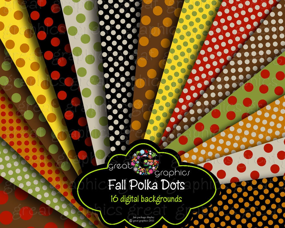 Polka Dot Digital Backgrounds fall colors, digital paper polka dots, printable polka dot digital background Il_570xn