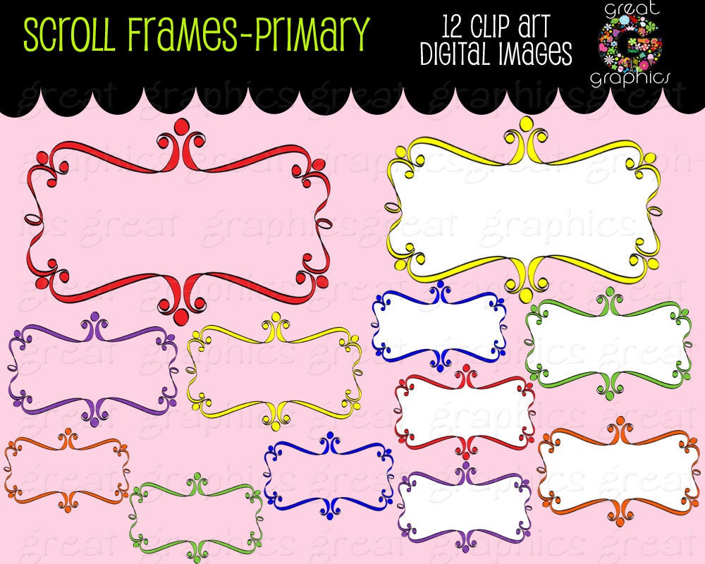 Frame Clip Art, Digital Frame Clipart, Whimsical Frame, Frame Clipart, Clip Art Frame, Instant Download Il_570xn
