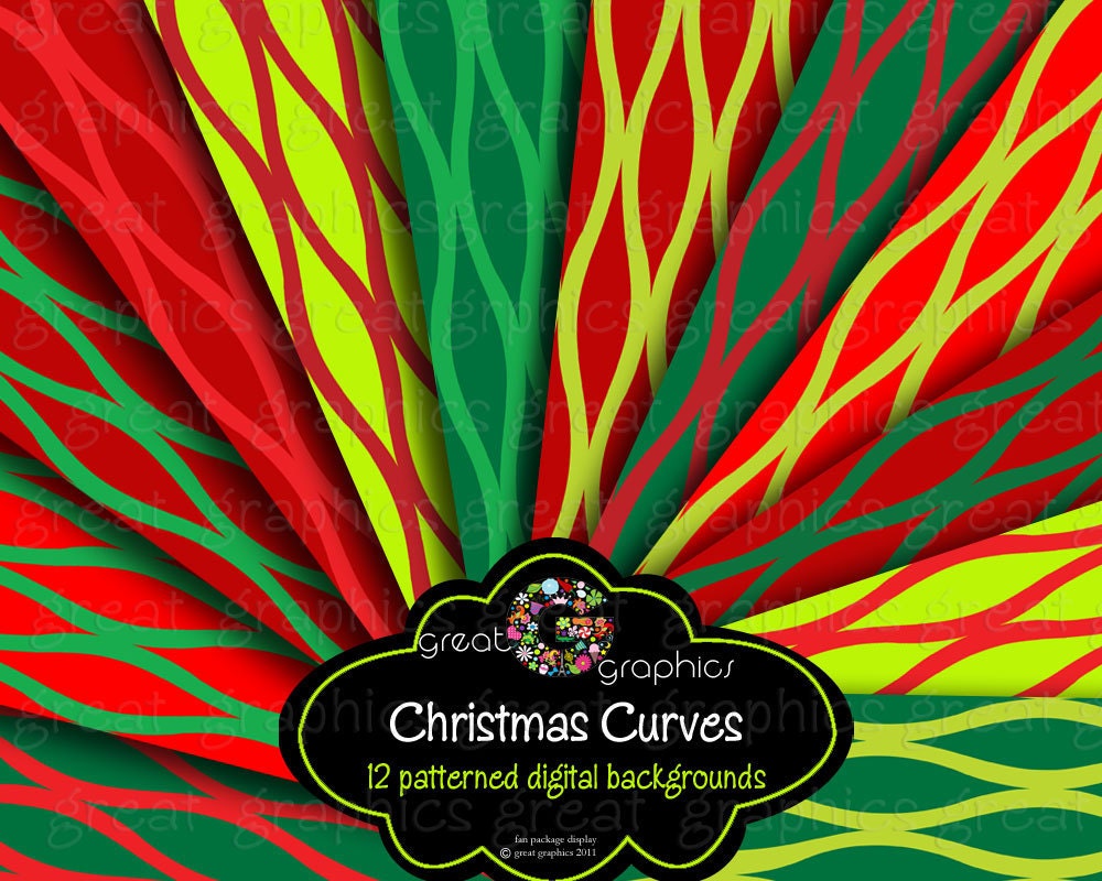 Christmas Background Christmas Curve Pattern Digital Backgrounds, Christmas red green digital background sheets, printable holiday patterns Il_570xn