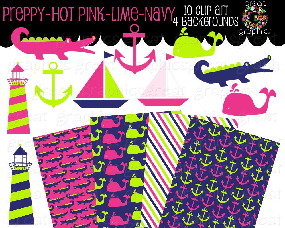 Preppy Digital Paper Preppy Clip Art Preppy Paper Digital Paper Preppy Alligator Preppy Whale Instant Download Il_570xn