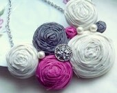 Spring pink white and gray color rosettes with pearls crystal lovely Spring accessory