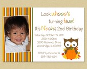 Pumpkin Owl - Whoo's Birthday - Birthday Invitation (Boy or Girl)