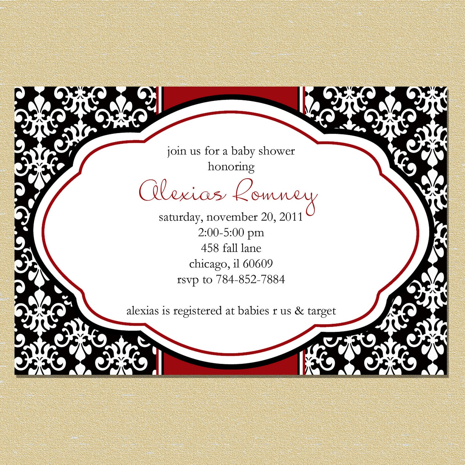 Christmas Elegant Red Damask Bridal or Baby Shower Invitation Il_170x135