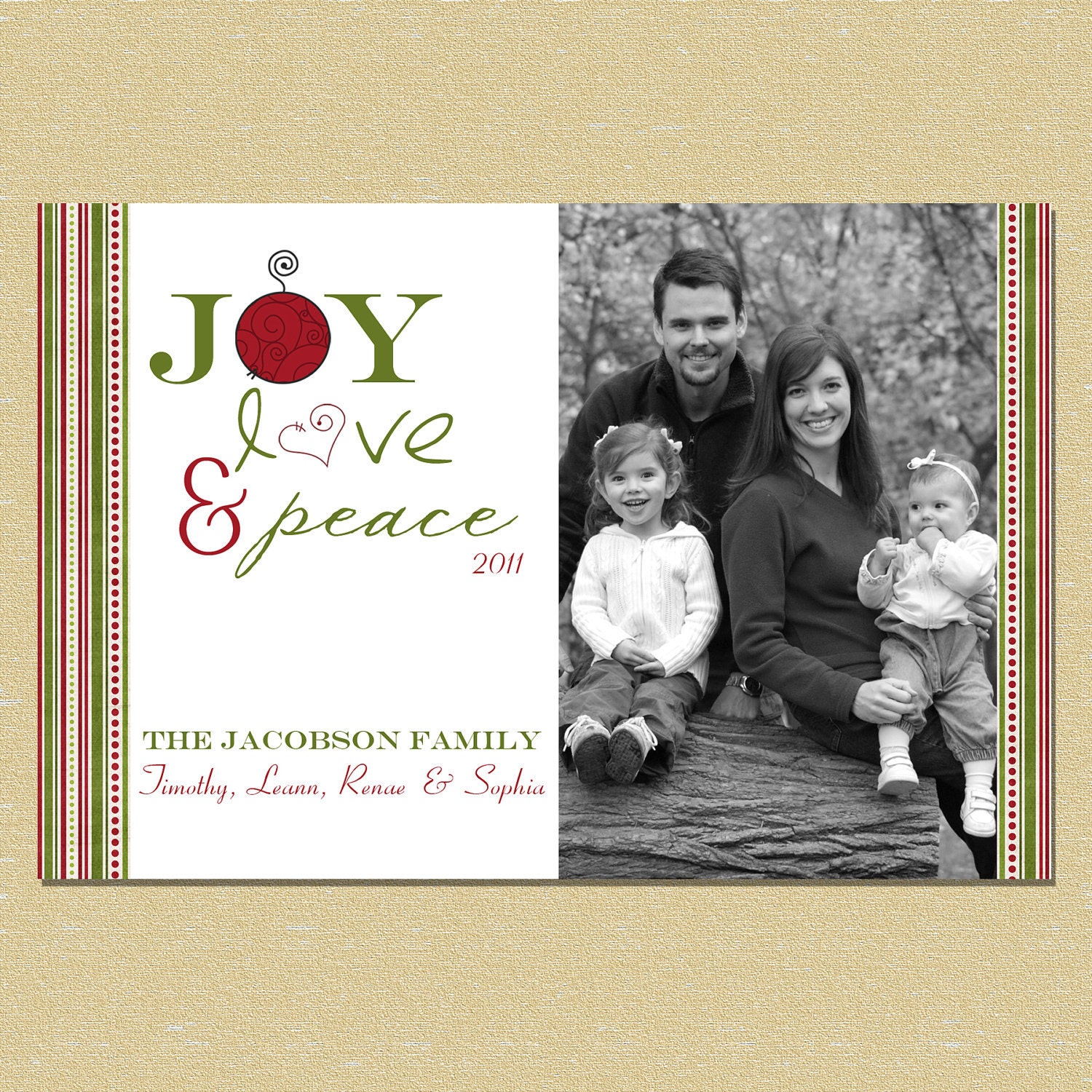 Holiday Joy, Love & Peace Photo Greeting Card Il_570xn