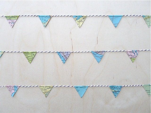 Vintage World Map Garland