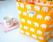 Large Chid's Backpack Lunch Bag - Orange Elephants