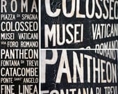 ROME Bus Scroll - Custom hand painted and distressed on high quality artist canvas, ready to hang 22" x 59"