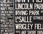 CHICAGO BUS SCROLL - Subway Art, Tram Scroll, Destination Roll - Hand painted and distressed on artist canvas, ready to hang 22" x 59"