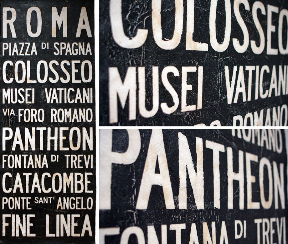 ROME Bus Scroll - Custom hand painted and distressed on high quality artist canvas, ready to hang 22" x 59"