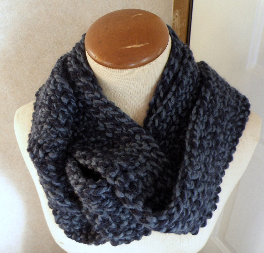 Thick Chunky Blueberry Infinity Cowl Scarf - FREE SHIPPING in USA