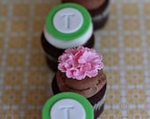 Carnation and Monogram Fondant Cupcake, Cookie or Mini-Cake Toppers for Birthday, Engagement, Baby Shower or Wedding Parties