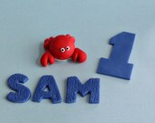 Fondant Crab, Age and Name Fondant Cake Decorations Perfect for a Smash Cake or Birthday Cake