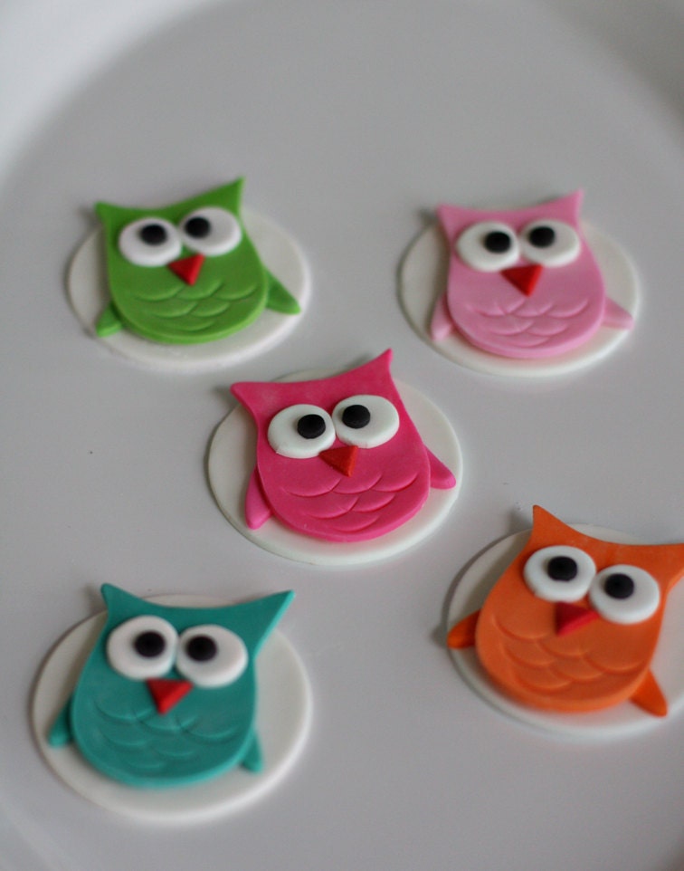 Owl Fondant Toppers for Cupcakes, Cookies or other Treats
