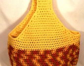 Crochet Gold, Orange, Brown Market Tote Bag