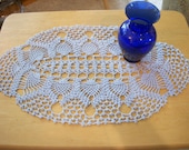 Crochet Doily - Oval Periwinkle Blue Pineapples