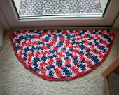 4th of July Patriotic Door Mat Rug in Red, White and Blue Crochet Cotton