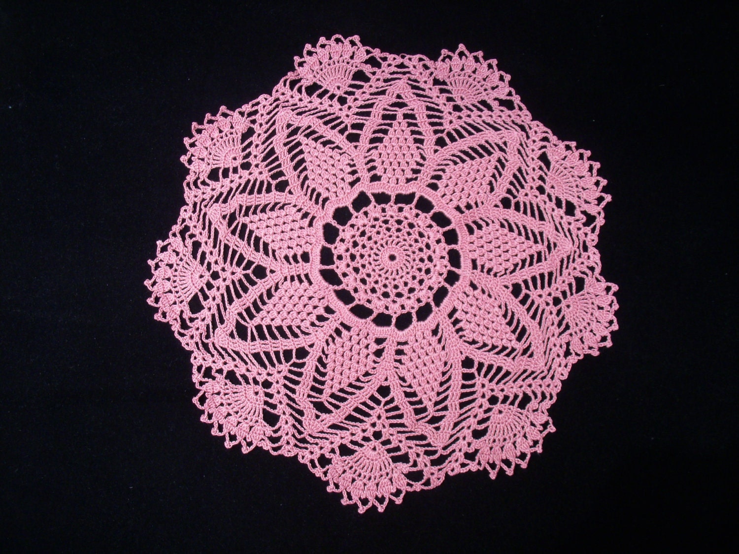 Doily Round Rose Pink Cotton Crochet Lace