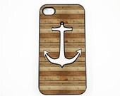 iPhone 5 Case, iPhone 4 case, iPhone 4s Cover , Hard Plastic iphone 5 Cover, cases -- Anchor on Wood (Print)