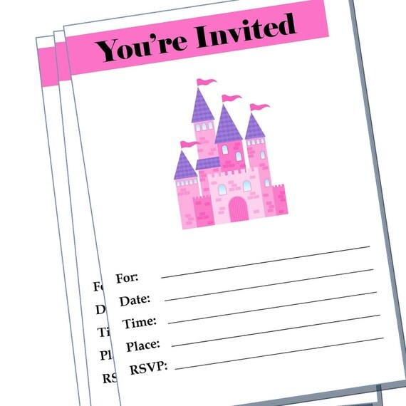 Princess castle party invitation - blank -  Printable