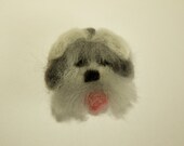 Old English Sheepdog, Needle Felted Pin