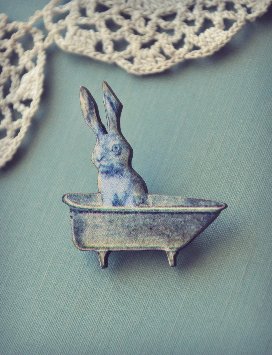 bunny in the bathtub brooch.
