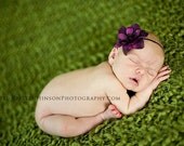 Newborn Headband..Plum Purple Flower Skinny Headband..Baby Girl headbands..Baby Headbands.Newborn baby Girl