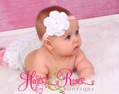 White Baby Headband.Baby Girl headbands.Christening Headband.Newborn headband.Vintage Glamour..Baby Girl Toddler..Baby Headbands.Baby Bow