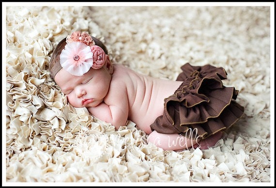 Vintage Inspired Newborn Headband..Baby Headband..Antique Triple Fabric Flower Headband..Newborn/Baby/Girl/Adult