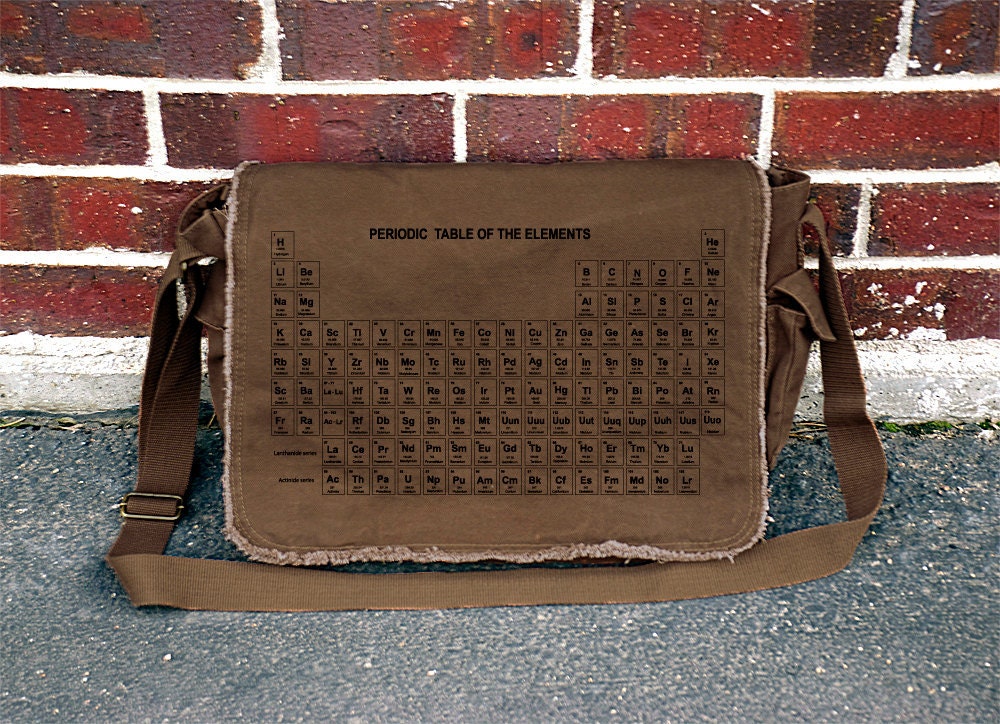 Periodic Table of Elements Messenger Bag - Brown