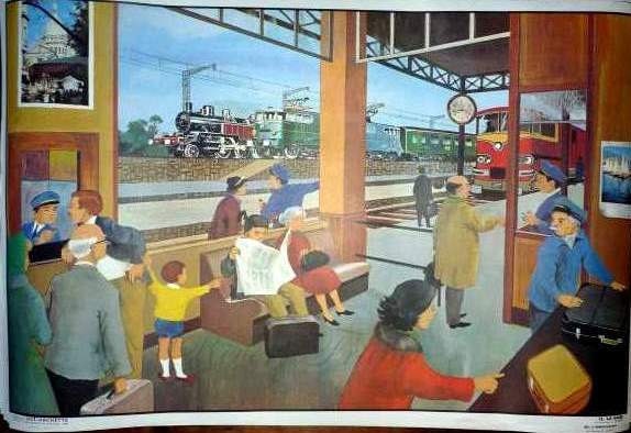 Original Vintage French Poster  1960 The Train Station / The Farm